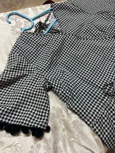 POPNETIC BLACK CHECKED LAYERED A-LINE DRESS