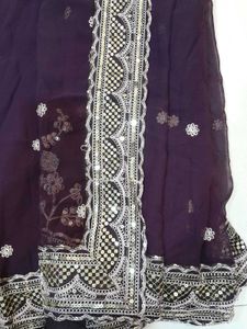 Purple Embellished Saree