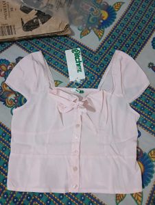 Pink Tie-Front Top