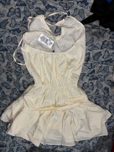 Cream Ruffle Mini Dress