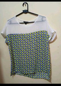 Geometric Print Sheer Top