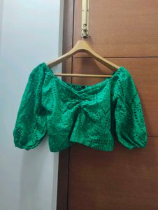 Green Eyelet Top💚
