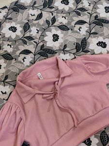 Pink Corduroy Cropped Blouse