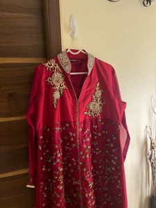 Pakistani Bin Saeed Elegant Red & Gold