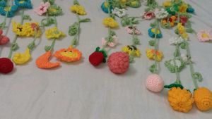 handmade crochet toran with fruits and flower