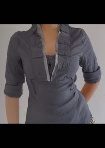 Gray Ruffle Top