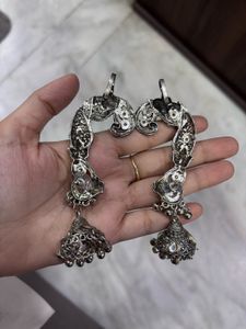 Oxidized Ear cuff Jhumka Earrings