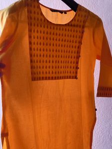 Yellow Colour Kurta With Golden Printed