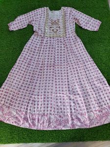 Light Magenta White Anarkali