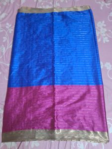 Soft Silk Cotton Light Weight Saree - Blue &amp; Pink
