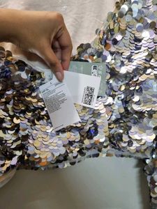 H&amp;M Silver Sequin New Top With Tag - Never Worn