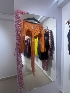 Cute Orange Tie-Front Crop Top