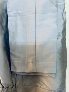 Gray Button-Down Kurta Set Silk