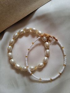 Dainty Pearl Braclet Stack 🤍✨