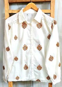 Embroidered off White Shirt size-44-46
