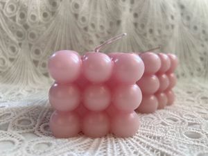 Rose Scented Pink Bubble Candle