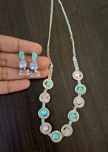 Elegant Pastel Stone Necklace & Earrings Set