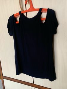 Global Desi Women Black Solid Cold Shoulder Top