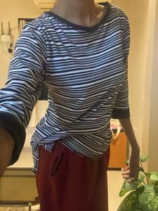 Striped Three Quarter Sleeve Top