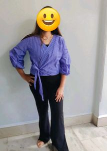 Striped Wrap Top with Tie Detail