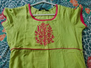 Lime Green A Line Kurta