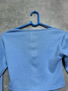 Blue Corset Style Long Sleeve Top