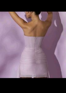 Ruffle Frill Lavender Bodycon Tube Dress Ruched