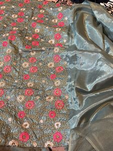 Multicolour Floral Embroidered blouse Fabric