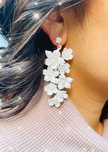 White Clay Flowers Earrings