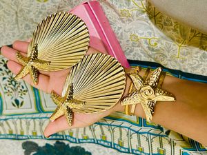 STAR SHELL GOLDEN EARRING &amp;hand Bracelet