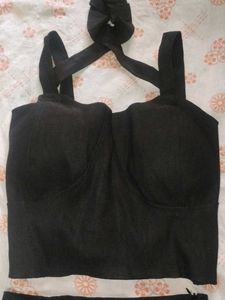 Black Lace-Up Mini Skirt