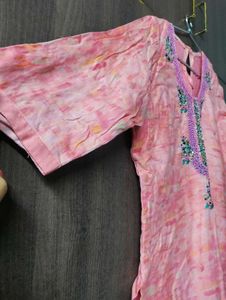 Peach Designer Stitched Kurta Pant Dupatta Set