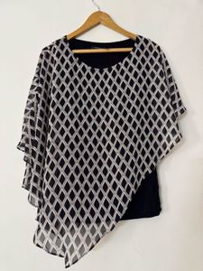 Chic Black & White Asymmetrical Top