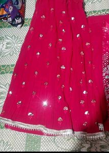 Red Embroidered Sharara Suit