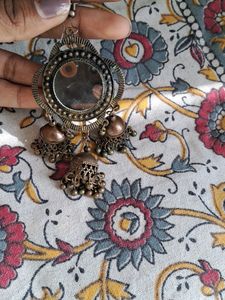 Brown Oxidised Jhumka earrings