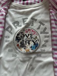 Striped Pink &amp; White Girls' Top