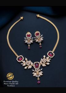Red Stone Necklace Earring Set