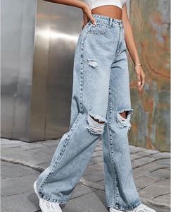 Knee Cut Wide Leg Jeans