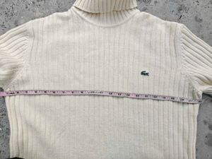 LACOSTE Cream Turtleneck Sweater