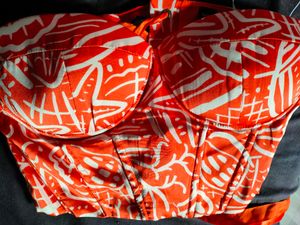 Shein's Women Red And Orange Corset Top