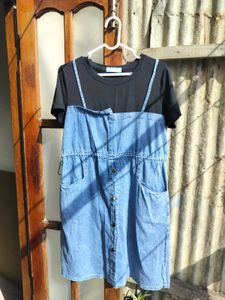 Denim fit&flare Midi Dress
