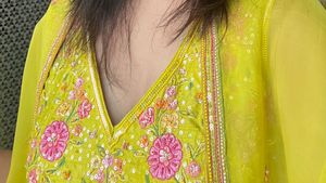 Lime Yellow Embroidered Set