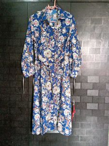 Floral belted midi dress