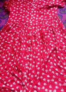 Red Floral Button-Down Dress