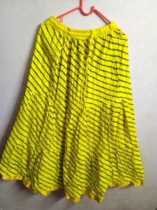Yellow Striped Ethnic Skirt