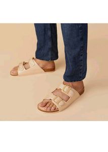 Neeman&#39;s Unisex Cream Strappy Comfy Cork Sandal