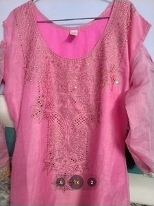 Pink Embroidered  Anarkali Kurta Set