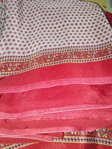 Red Floral Print Saree