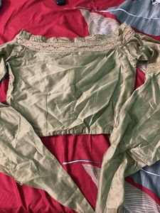 Olive Green Off-Shoulder Top