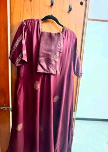 Burgundy Embroidered Kurta Set